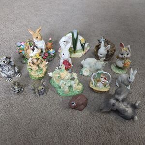 Vintage Easter Bunny Rabbit Figurine Lot Of 15 Porcelain 1990s
